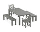 POLYWOOD Chippendale 5-Piece Parsons Dining Set with Benches — Slate Grey