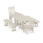 POLYWOOD Acadia 5-Piece Farmhouse Dining Set with Benches — Sand