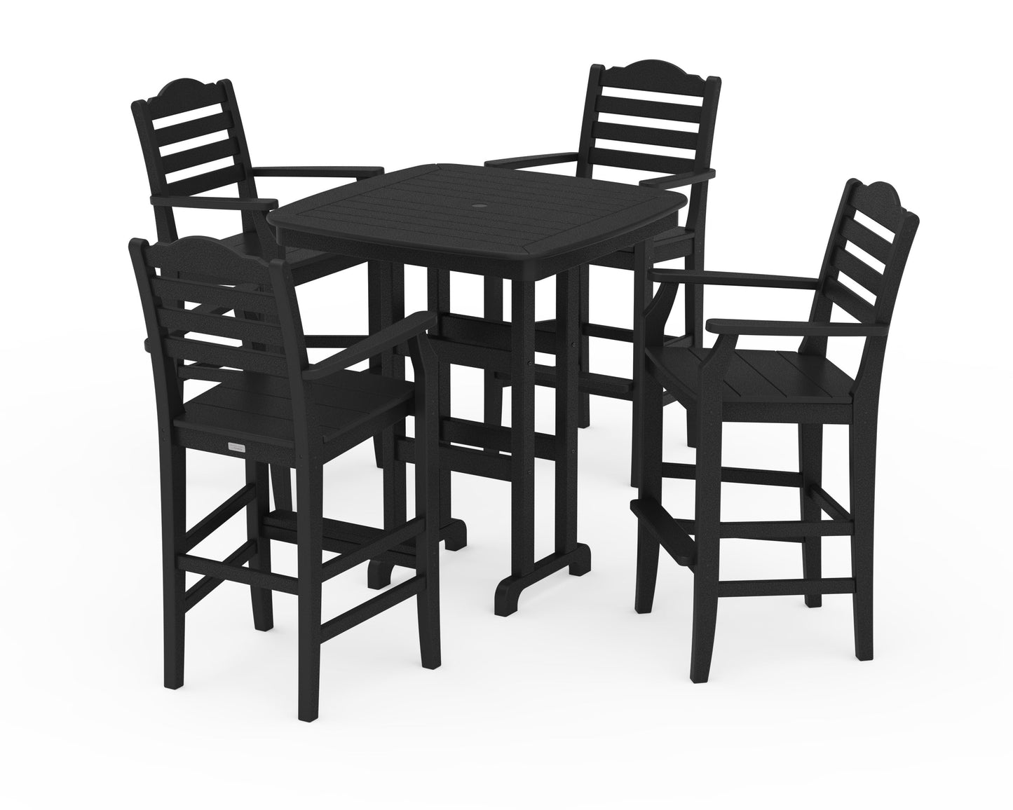 POLYWOOD Savannah 5-Piece Bar Set — Black