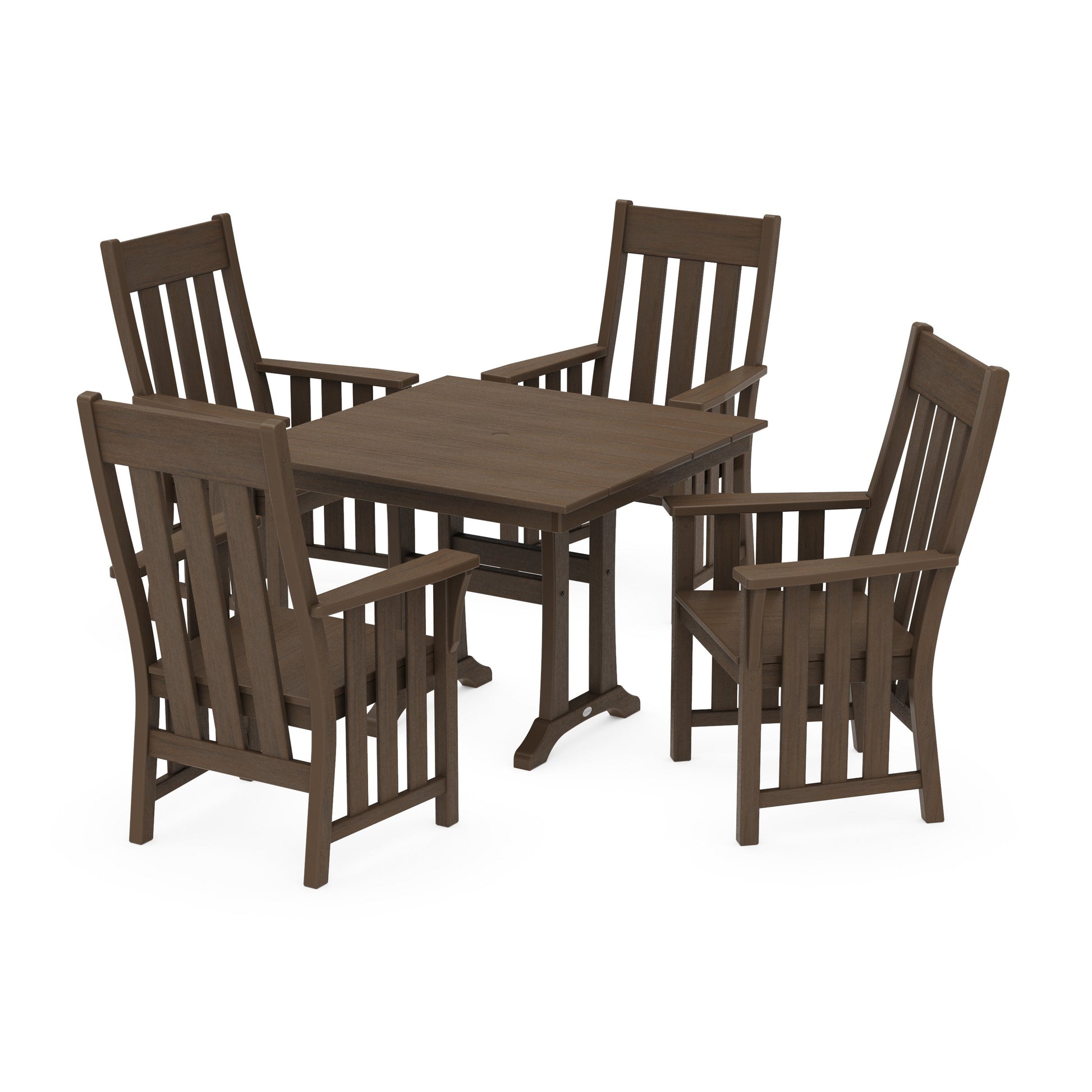 POLYWOOD Acadia 5-Piece Farmhouse Dining Set with Trestle Legs — Kona