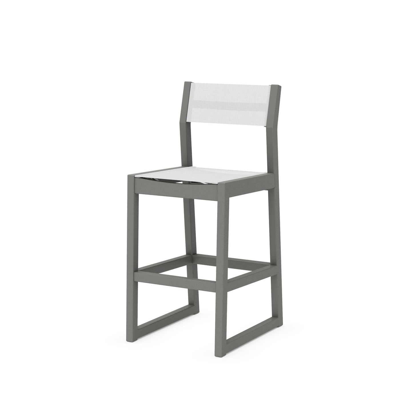 POLYWOOD EDGE Sling Bar Side Chair — Slate Grey / White Sling