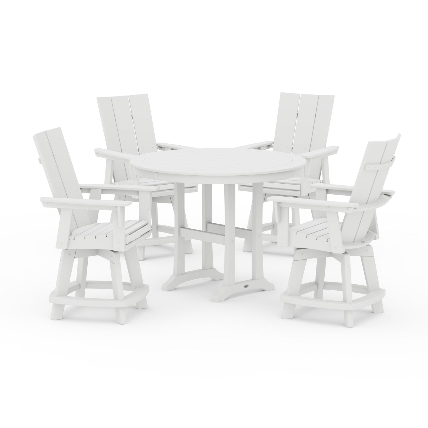POLYWOOD 5-Piece Modern Swivel Counter Set — White