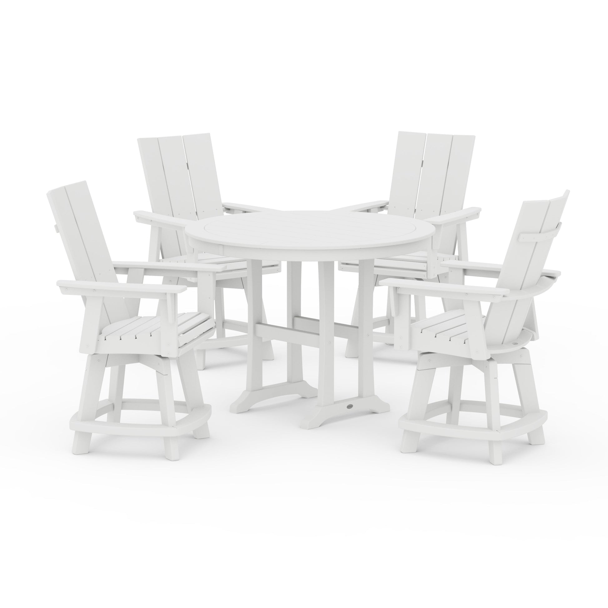 POLYWOOD 5-Piece Modern Swivel Counter Set — White