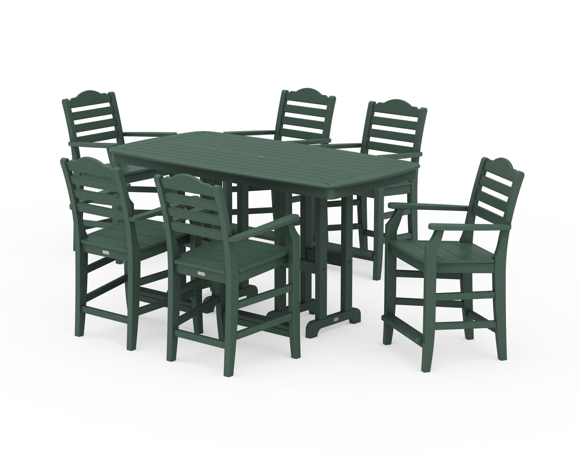 POLYWOOD Savannah Arm Chair 7-Piece Counter Set — Green