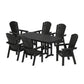 POLYWOOD Nautical Curveback Adirondack 7-Piece Dining Set — Black
