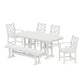POLYWOOD Chippendale 6-Piece Dining Set with Bench — White