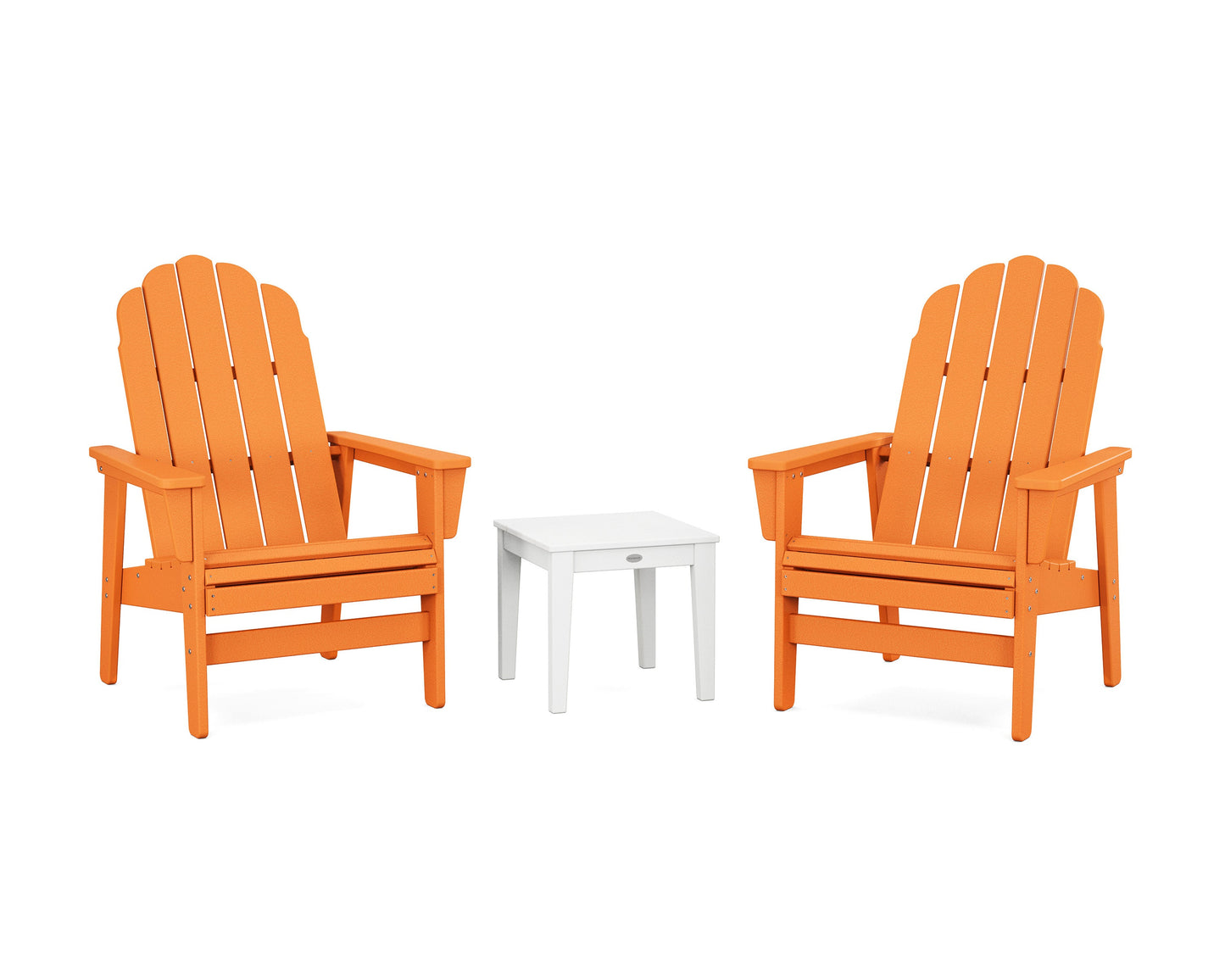 POLYWOOD 3-Piece Vineyard Grand Upright Adirondack Set — Tangerine / White