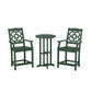 POLYWOOD Chinoiserie 3-Piece Farmhouse Bistro Counter Set — Green