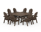 POLYWOOD Vineyard Curveback Adirondack 9-Piece Square Farmhouse Dining Set with Trestle Legs — Kona