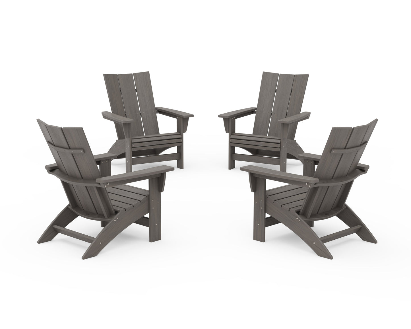 POLYWOOD 4-Piece Modern Grand Adirondack Chair Conversation Set — Driftwood