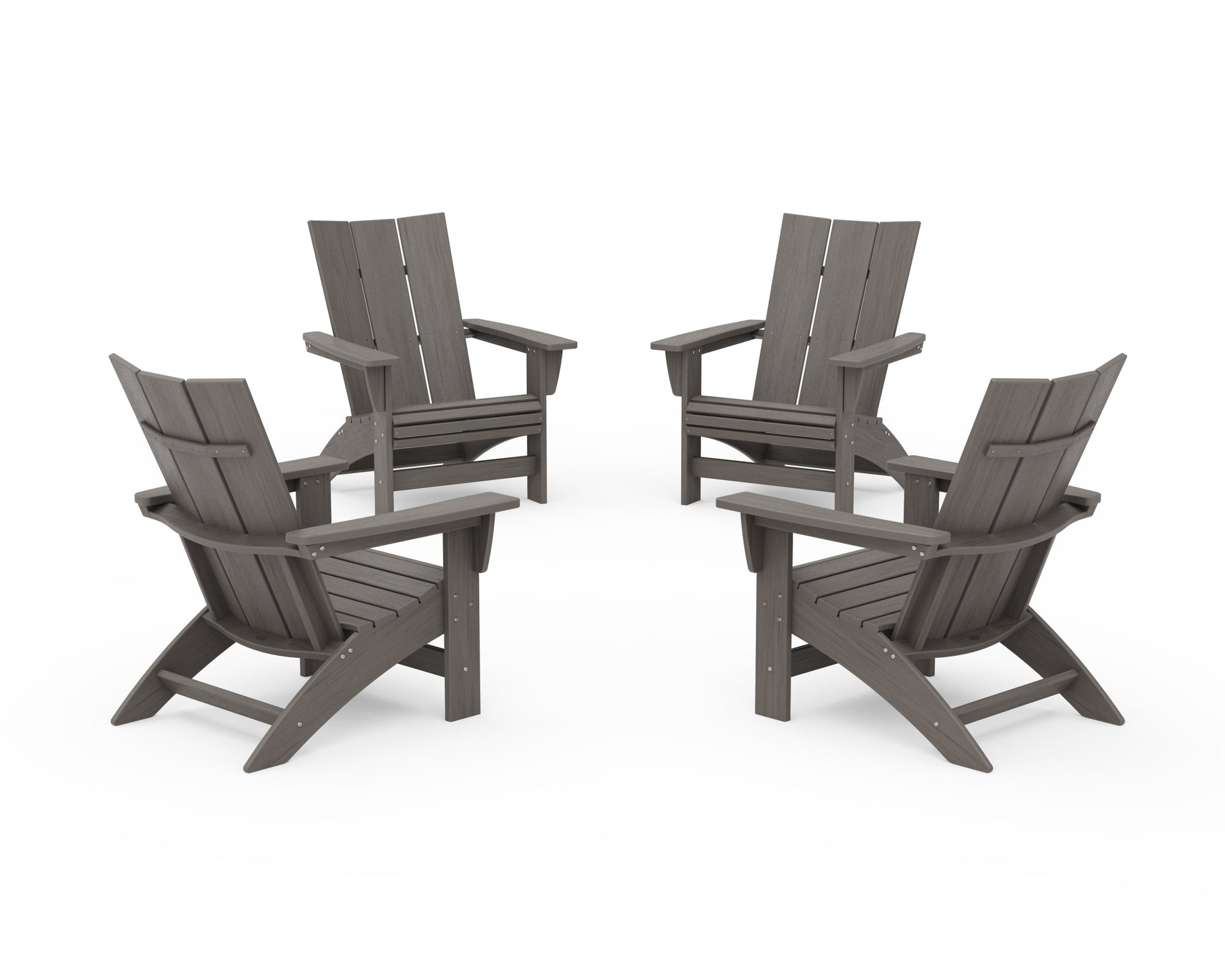 POLYWOOD 4-Piece Modern Grand Adirondack Chair Conversation Set — Driftwood