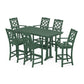 POLYWOOD Chinoiserie Arm Chair 7-Piece Farmhouse Bar Set with Trestle Legs — Green