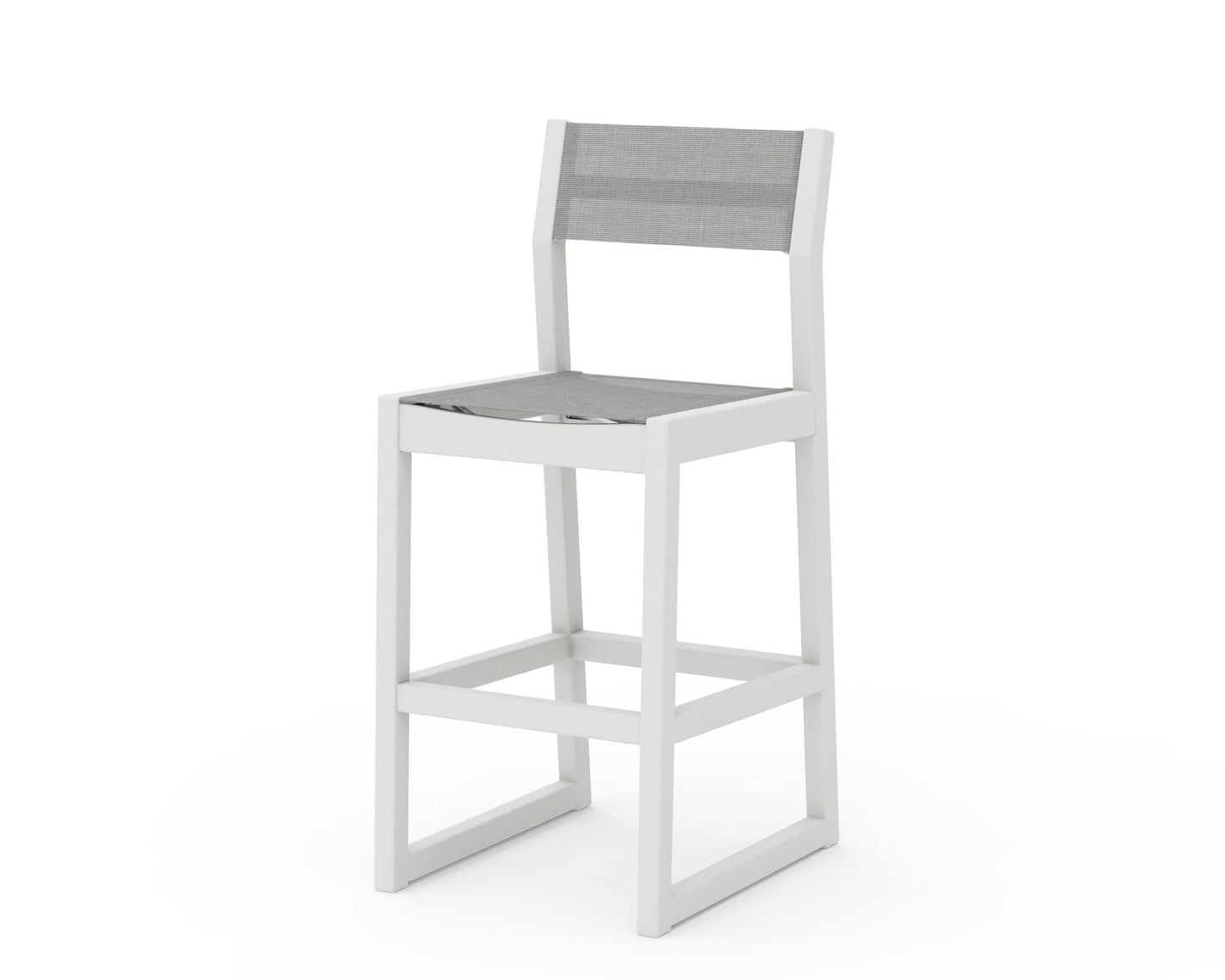 POLYWOOD EDGE Sling Bar Side Chair — Vintage White / Metallic Sling