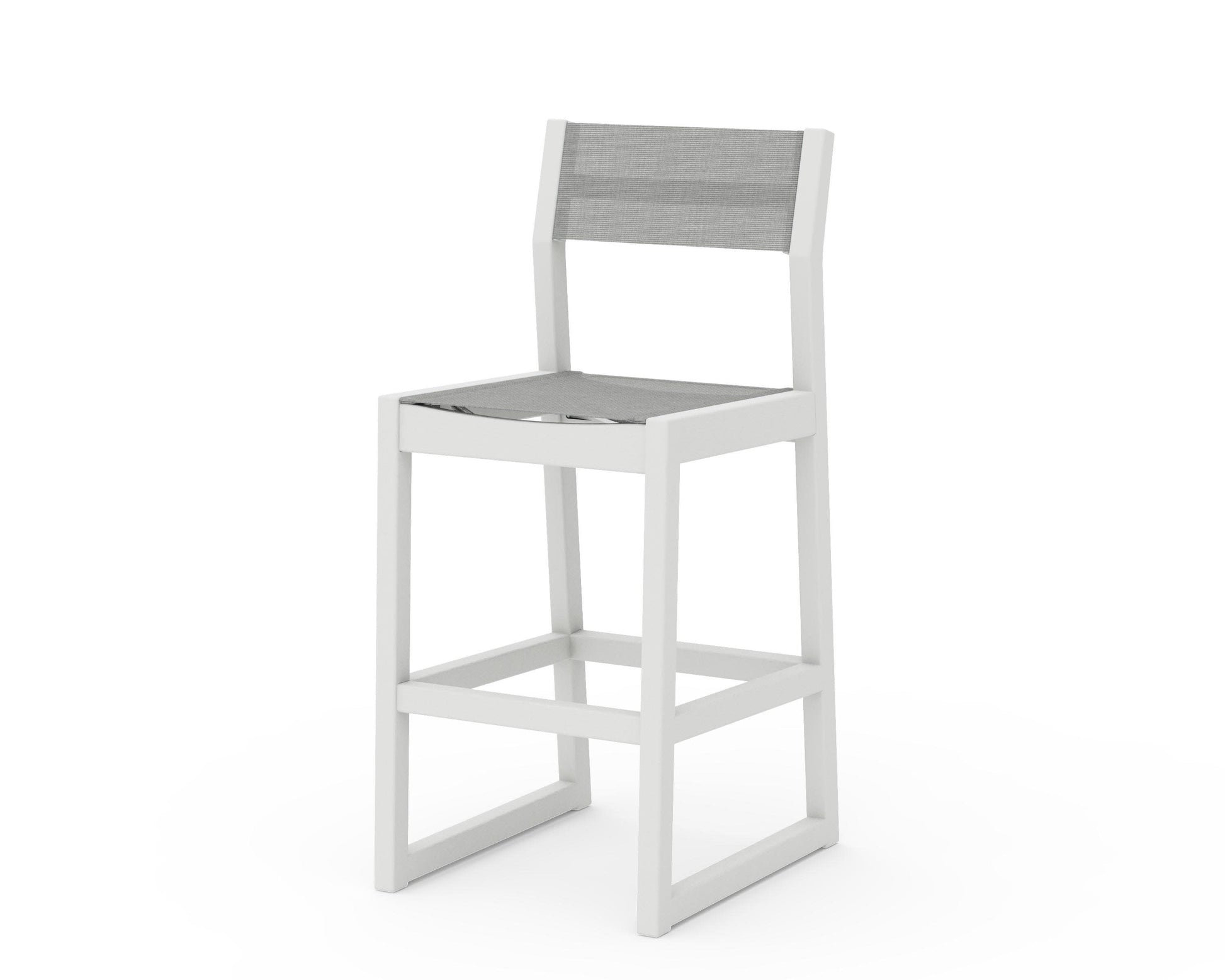 POLYWOOD EDGE Sling Bar Side Chair — Vintage White / Metallic Sling