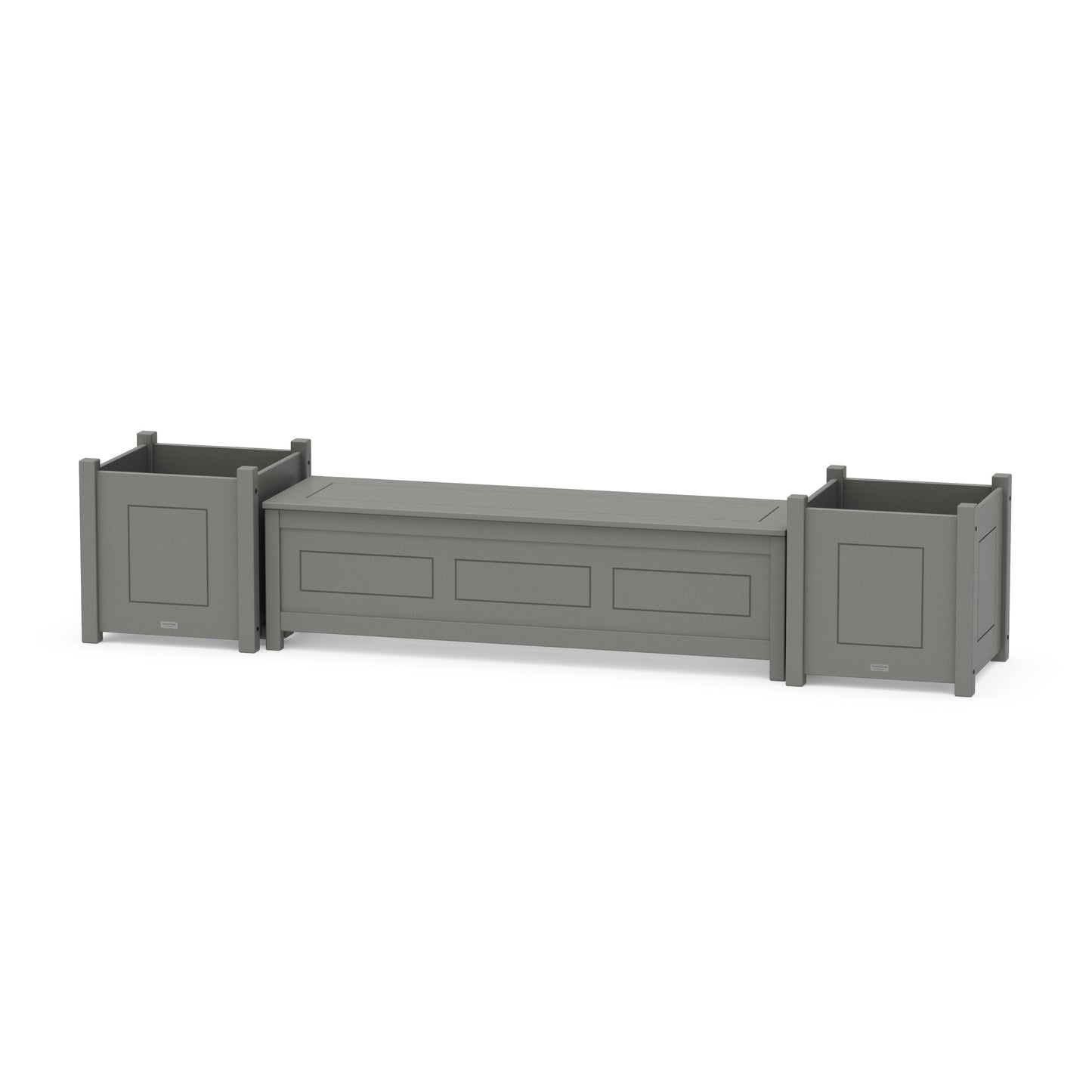 POLYWOOD 60" Country Living Straight Planter Storage Bench Set- Large — Slate Grey