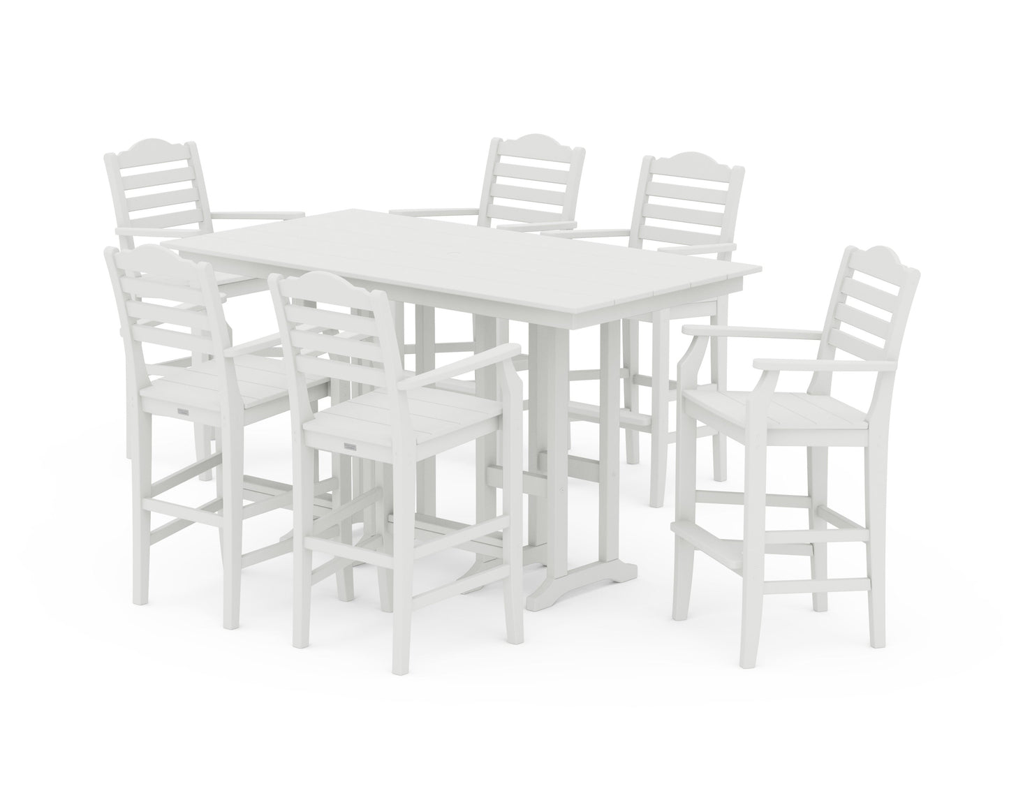 POLYWOOD Savannah Arm Chair 7-Piece Farmhouse Bar Set — Vintage White