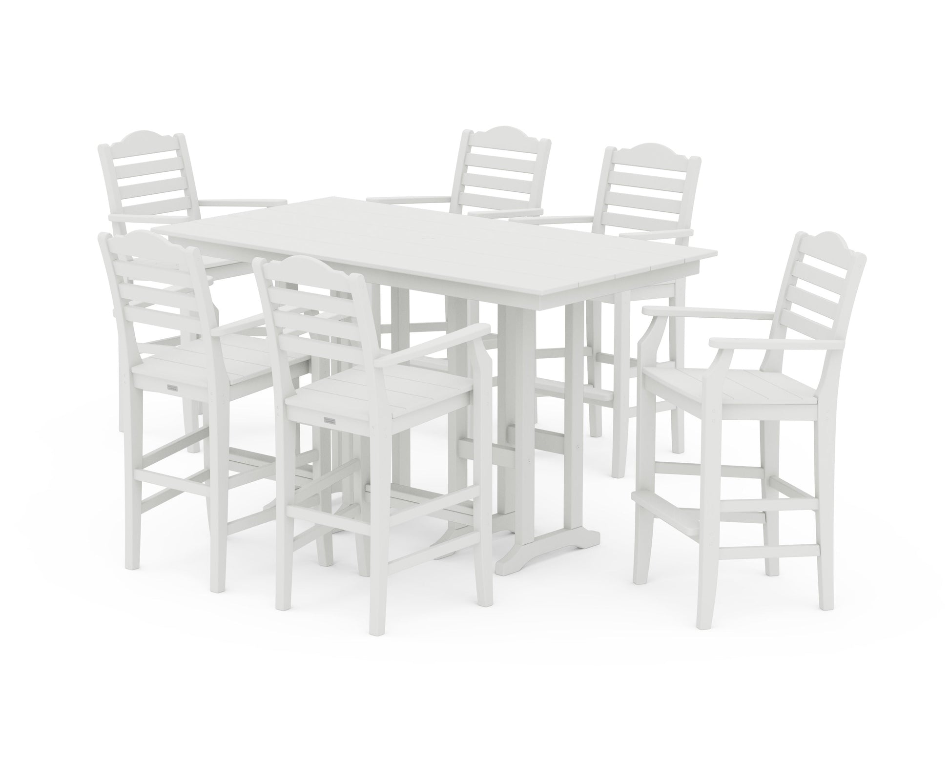 POLYWOOD Savannah Arm Chair 7-Piece Farmhouse Bar Set — Vintage White