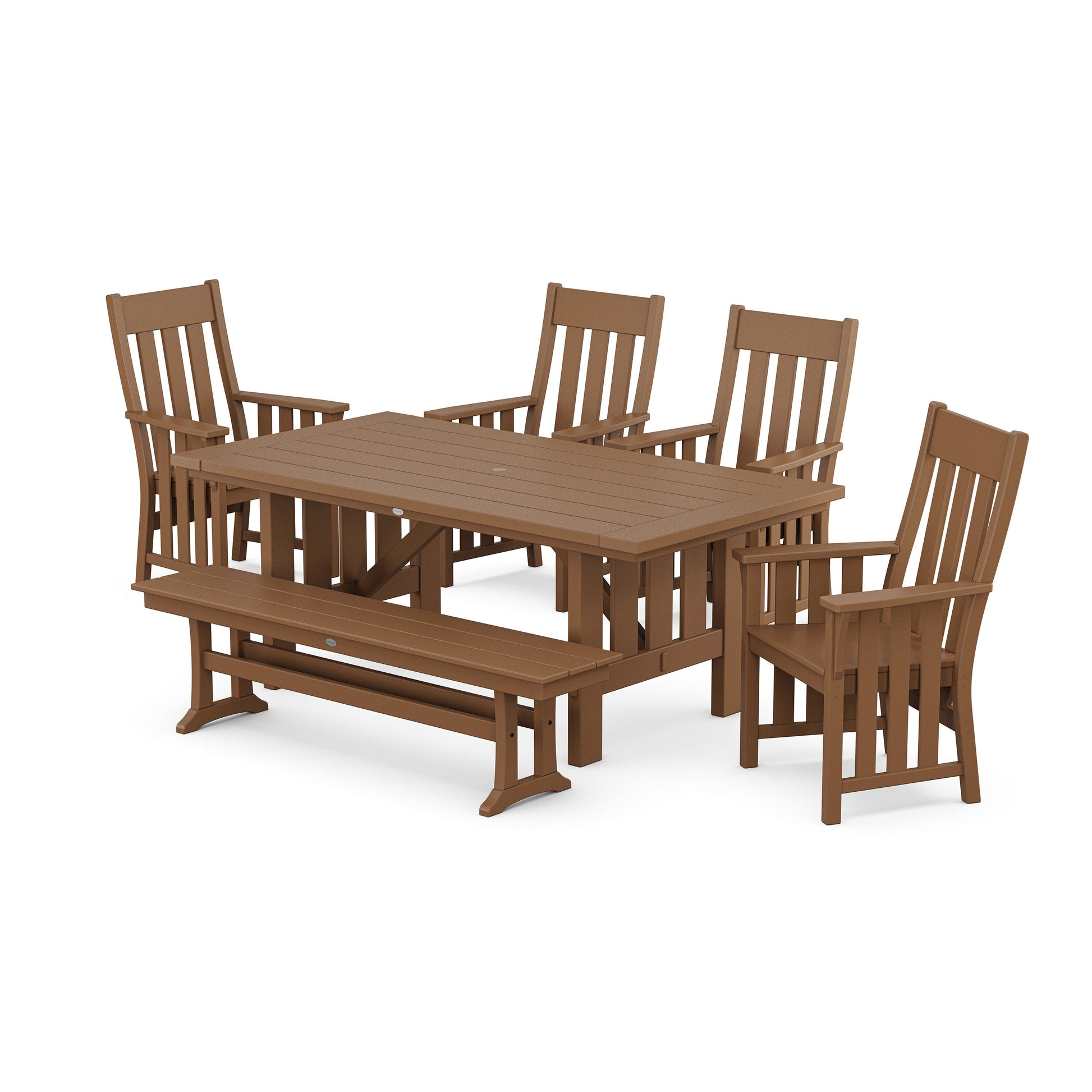 POLYWOOD Acadia 6-Piece Dining Set with Bench — Teak