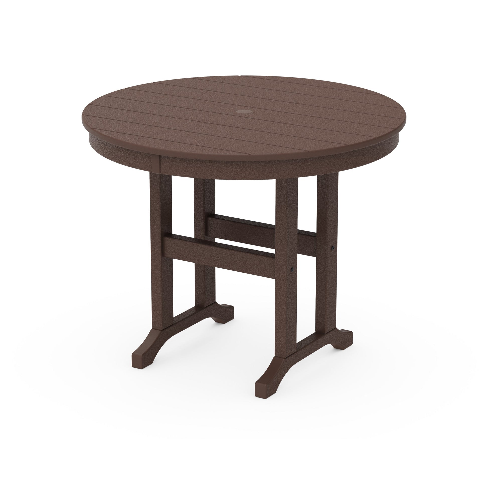 POLYWOOD 36" Round Farmhouse Dining Table — Mahogany