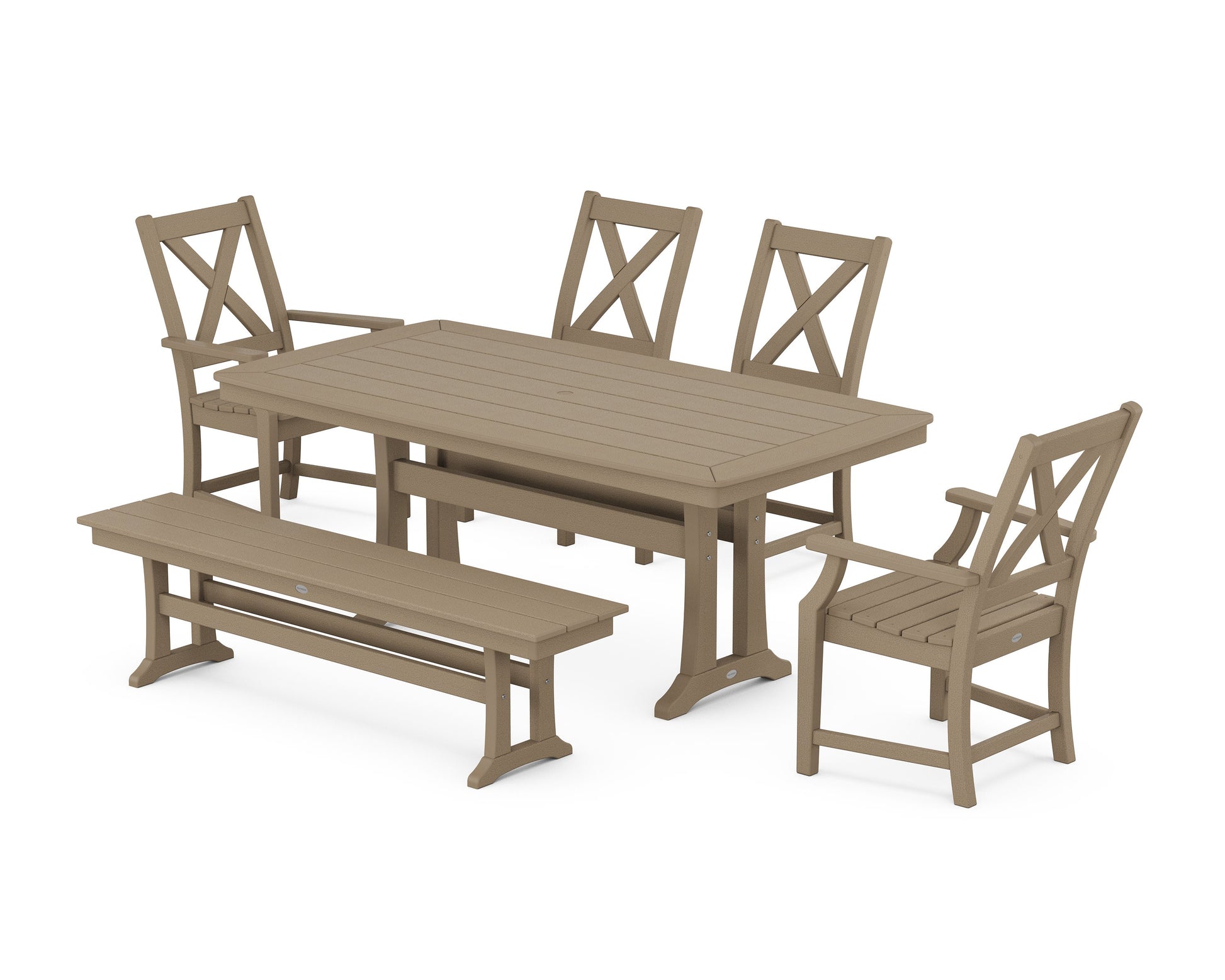 POLYWOOD Braxton 6-Piece Dining Set with Trestle Legs — Vintage Sahara