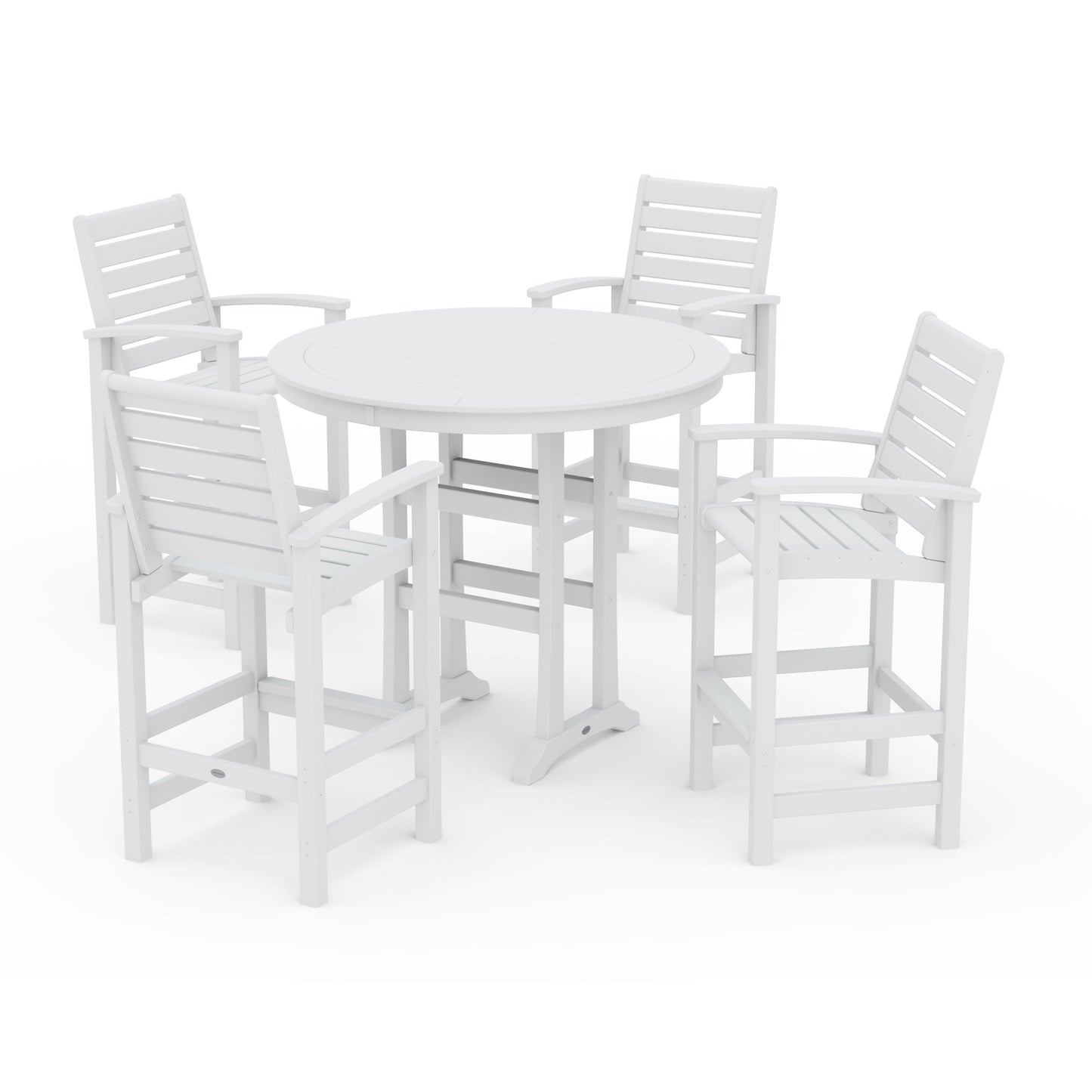 POLYWOOD 5 Piece Signature Bar Dining Set — White