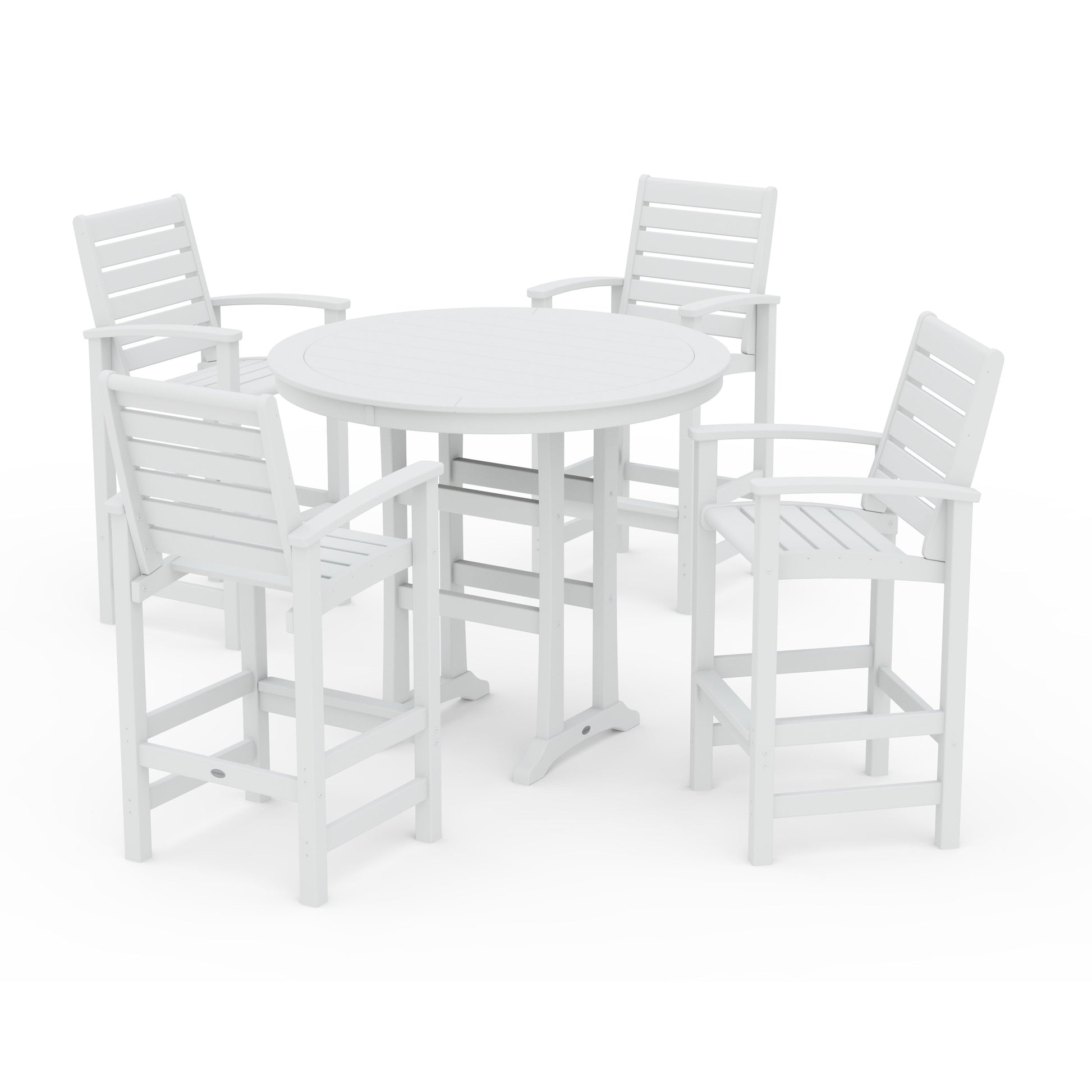 POLYWOOD 5 Piece Signature Bar Dining Set — White