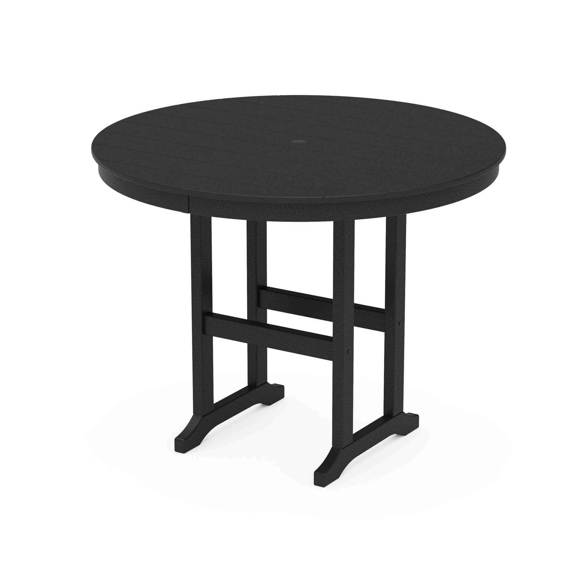 POLYWOOD 48" Round Farmhouse Counter Table — Black