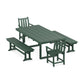 POLYWOOD Traditional Garden 5-Piece Dining Set with Benches — Green