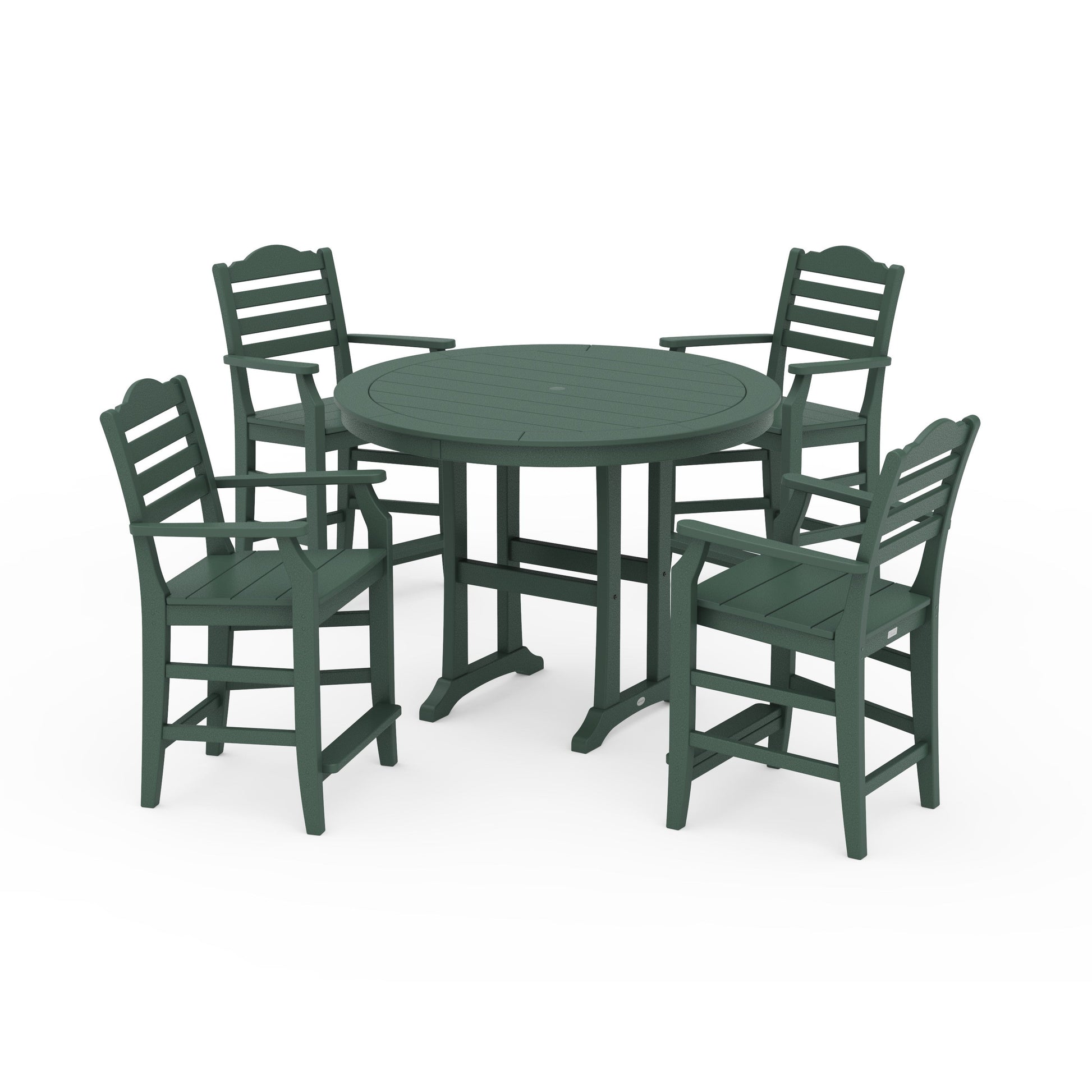 POLYWOOD Savannah 5-Piece Round Counter Set — Green