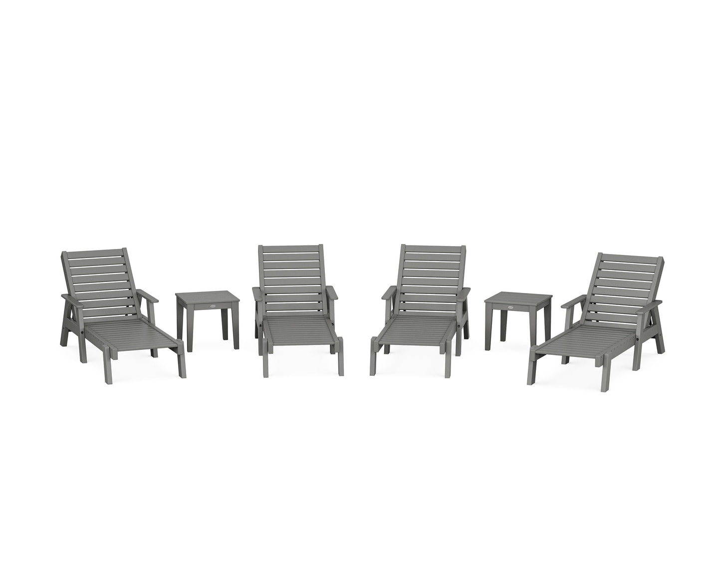 POLYWOOD Captain Chaise 6-Piece Set with Arms — Slate Grey