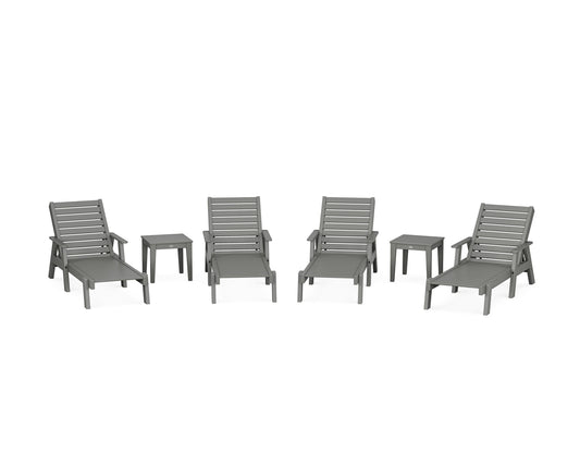 POLYWOOD Captain Chaise 6-Piece Set with Arms — Slate Grey