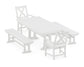 POLYWOOD Braxton 5-Piece Farmhouse Dining Set With Trestle Legs — White