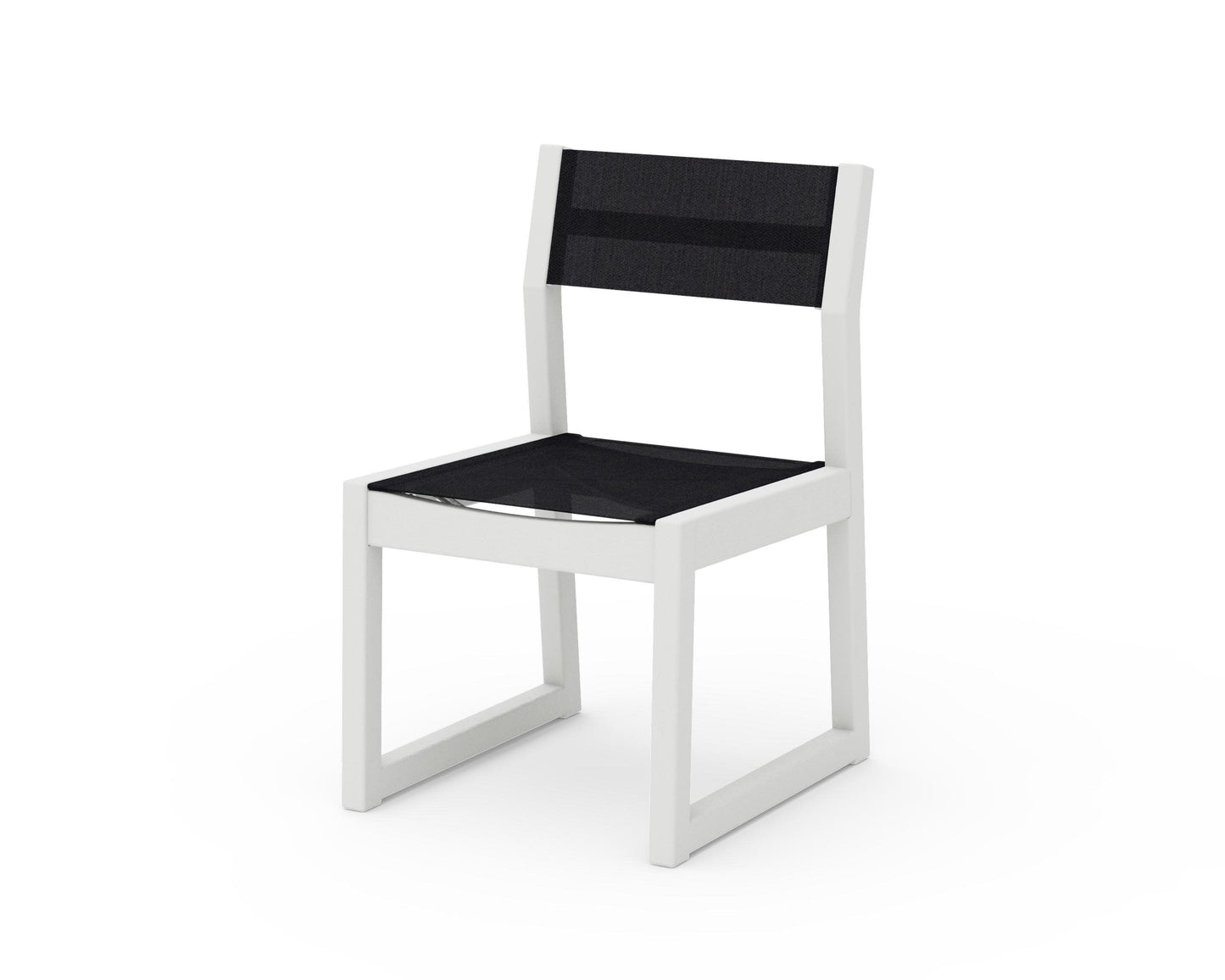 POLYWOOD EDGE Sling Dining Side Chair — Vintage White / Black Sling