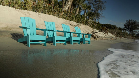 POLYWOOD Wave Collection 4-Piece Adirondack Chair Set in Vintage Finish FREE SHIPING