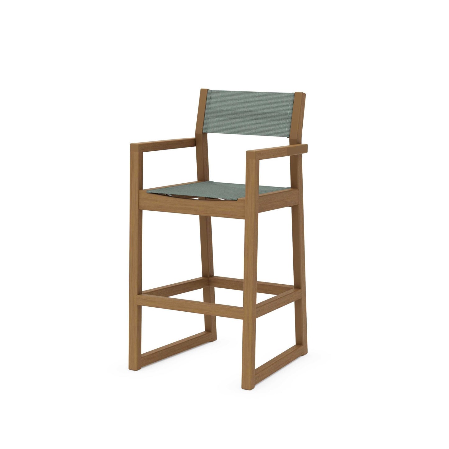 POLYWOOD EDGE Sling Bar Arm Chair — Natural / Dupioni Sea Mist Sling