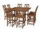 POLYWOOD Braxton 9-Piece Farmhouse Trestle Bar Set — Teak