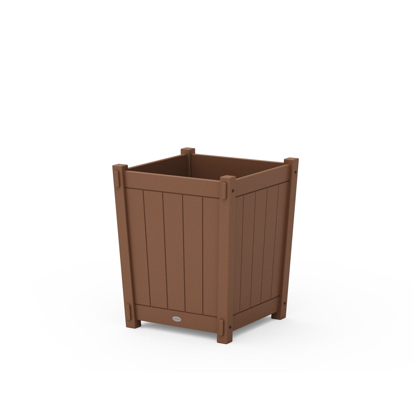 POLYWOOD Vineyard Large Tapered Square Short Planter Box — Teak