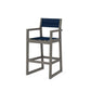 POLYWOOD EDGE Sling Bar Arm Chair — Driftwood / Navy Blue Sling