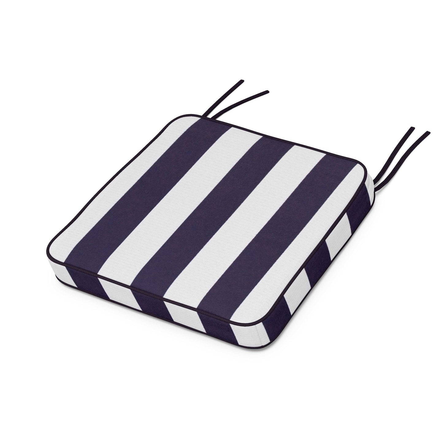 POLYWOOD Chinoiserie Side Chair Seat Cushion — Cabana Stripe Navy