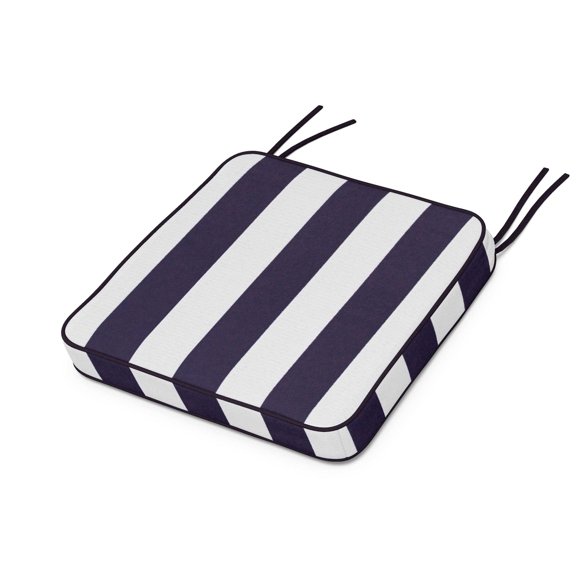 POLYWOOD Chinoiserie Side Chair Seat Cushion — Cabana Stripe Navy