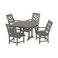 POLYWOOD Chinoiserie 5-Piece Round Dining Set with Trestle Legs — Driftwood