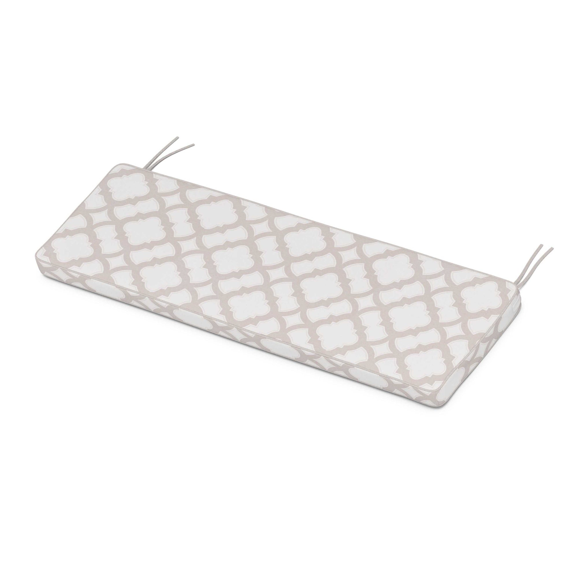 POLYWOOD Chinoiserie Bench Seat Cushion — Trellis Dune Burlap