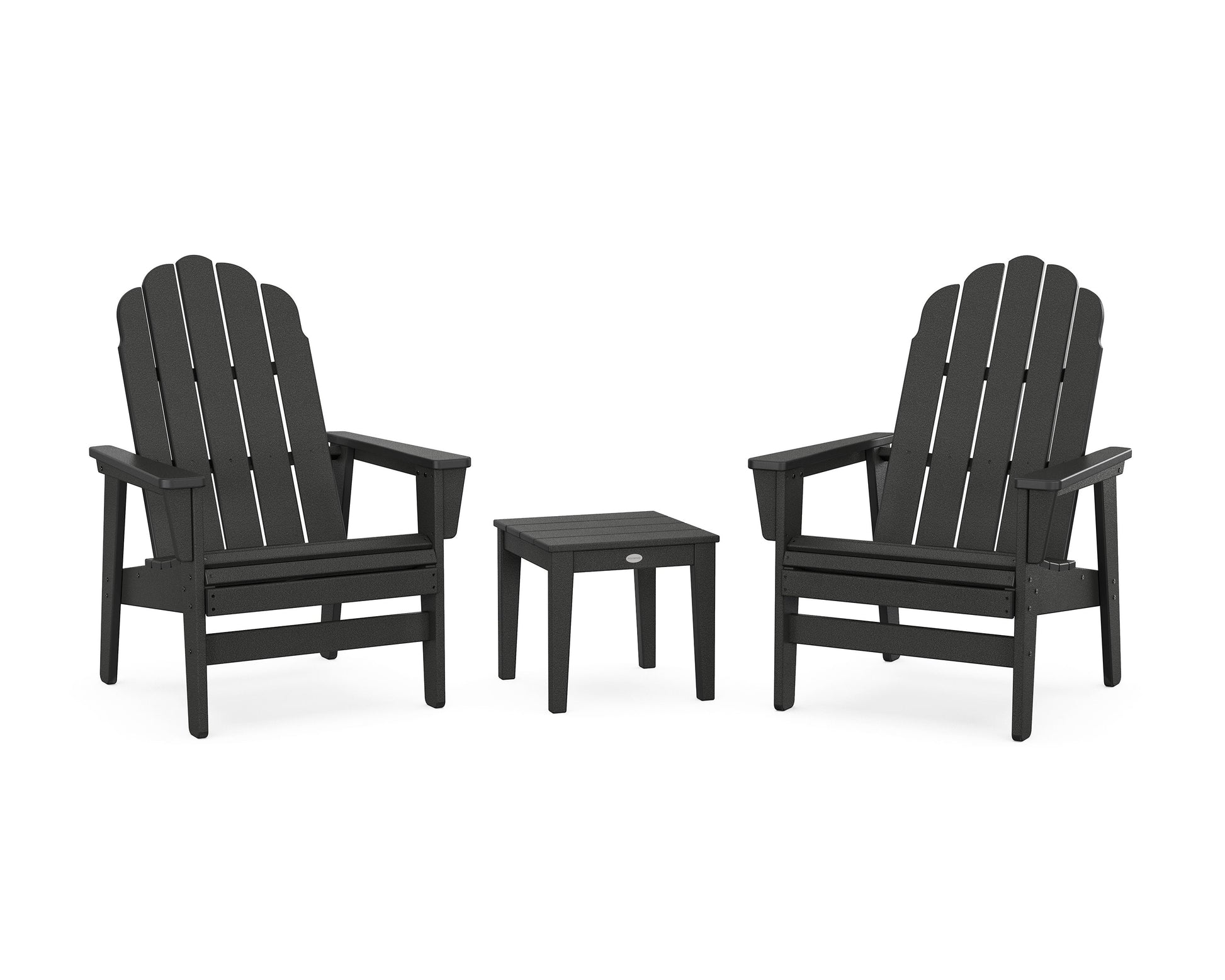 POLYWOOD 3-Piece Vineyard Grand Upright Adirondack Set — Black
