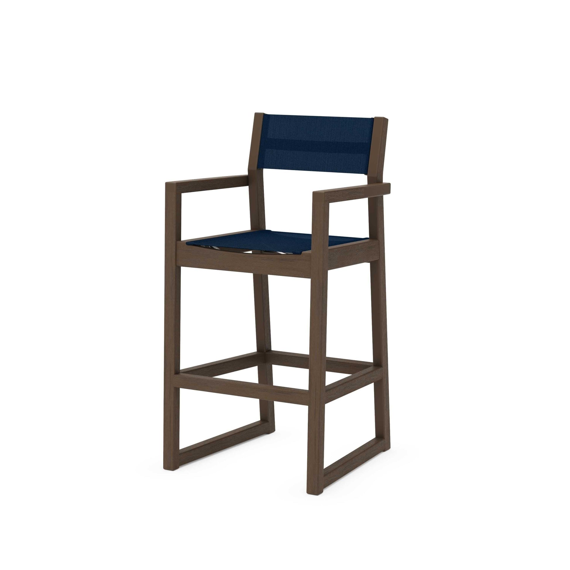 POLYWOOD EDGE Sling Bar Arm Chair — Kona / Navy Blue Sling
