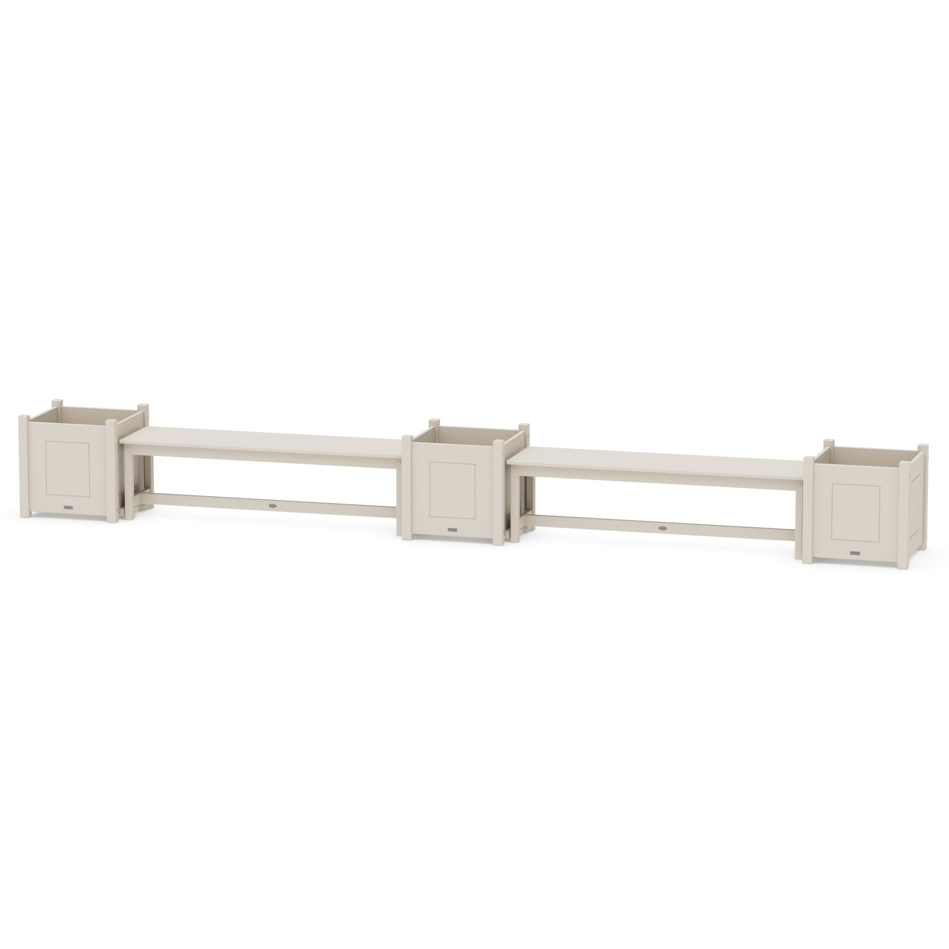 POLYWOOD 60" Country Living Straight Double Planter Bench Set - Large — Sand