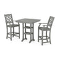 POLYWOOD Chinoiserie 3-Piece Farmhouse Bar Set with Trestle Legs — Slate Grey