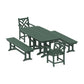 POLYWOOD Chippendale 5-Piece Dining Set with Benches — Green