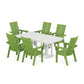 POLYWOOD Modern Curveback Adirondack 7-Piece Farmhouse Dining Set — Lime / White