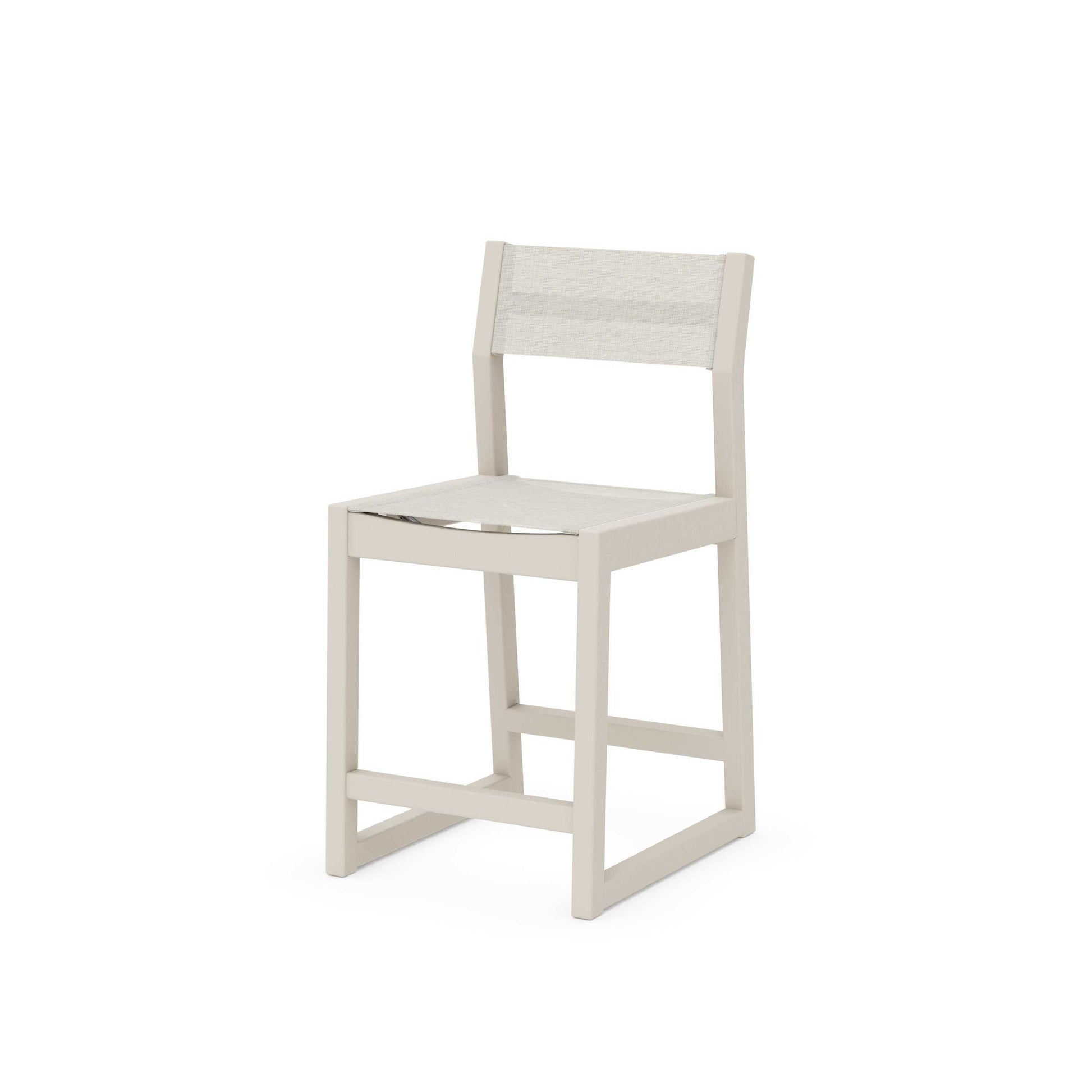 POLYWOOD EDGE Sling Counter Side Chair — Sand / Parchment Sling