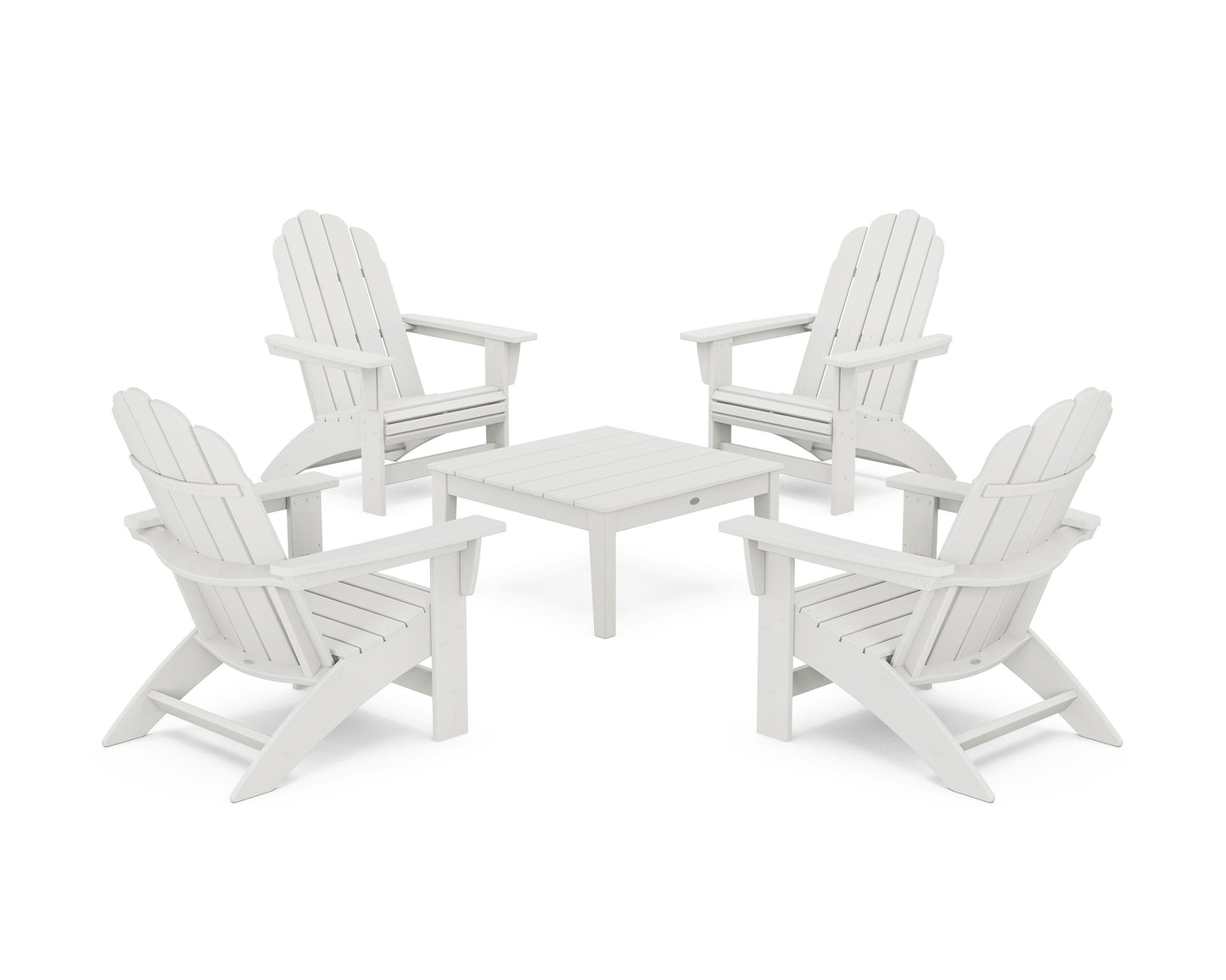 POLYWOOD 5-Piece Vineyard Grand Adirondack Chair Conversation Group — Vintage White